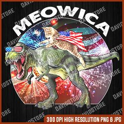 Cat Riding Dinosaur Meowica Patriotic 4th of July Plus Size 4th Of July, Memorial day, American Flag, Independence Day
