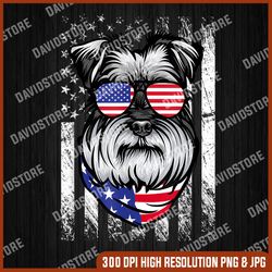 Schnauzer American Flag Patriotic Schnauzer Dog 4th Of July, Memorial day, American Flag, Independence Day PNG File