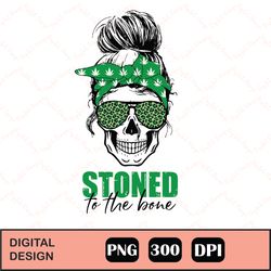 Stoned Messy Bun Skull Sublimation png