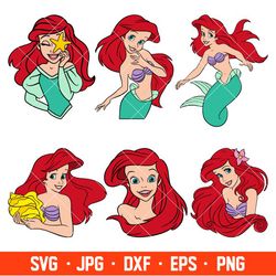 Ariel Little Mermaid Bundle Svg, Ariel Svg, Mermaid Svg, Disney Princess Svg, Png Jpg Dxf Eps File - Digital File