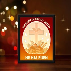 Easter is About Jesus He Has Risen, Shadow Box Template, Paper Cutting Template, Light Box SVG Files, 3D Papercut Lightb