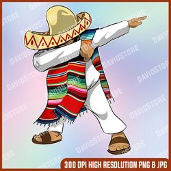 Mexican Independence Day Dabbing Poncho Memorial day, American Flag, Independence Day PNG File Sublimation