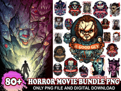 80 Horror Halloween Bundle Png, Horror Movies Design