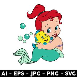 baby ariel svg, little mermaid svg, mermaid svg, disney princess svg, disney svg, png dxf eps file - digital file