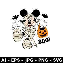 Halloween Mickey Boo Svg, Mickey Mouse Svg, Disney Halloween Svg, Png Jpg Dxf Eps File - Digital File