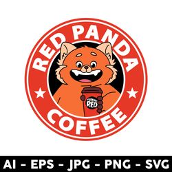 Red Panda Coffee Svg, Turning Red Svg, Panda Coffee Svg, Starbucks Svg, Png Jpg Dxf Eps Digital File - Digital File