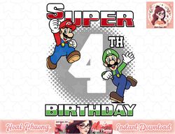 Super Mario And Luigi Super Birthday 4th Birthday Portrait T-Shirt copy PNG Sublimation Design, Digital Design
