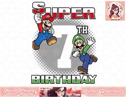 Super Mario And Luigi Super Birthday 7th Birthday Portrait PNG Sublimation Design, Digital Design