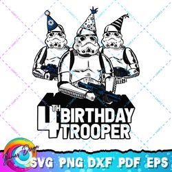 Star Wars Stormtrooper Party Hats Trio 4th Birthday Trooper PNG, SVG, Sublimation Design, Star wars SVG, Digital Downloa