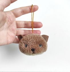 Pom pom cat keychain keyring/Cute plush cat gift
