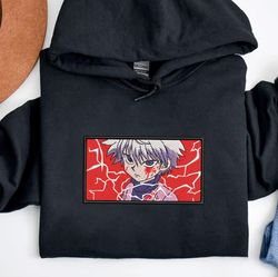 Killua Zoldyck Embroidered Crewneck, Hunter x Hunter Embroidered Sweatshirt, Inspired Embroidered Manga Anime Hoodie