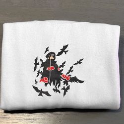 Itachi Embroidered Crewneck, Naruto Embroidered Sweatshirt, Inspired Embroidered Manga Anime Hoodie