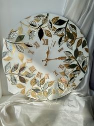 Luxury wall clock White and gold wall clock Large wall clock