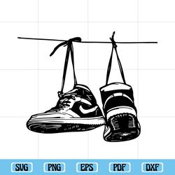 Air Jordan 1 Shoes Silhouette Svg, Shoes Brand Svg, Air Jor Dan SVG PNG