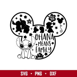 Mickey Outline Lilo And Stitch Ohana Means Family Svg, Disney Svg, Png Eps Digital File