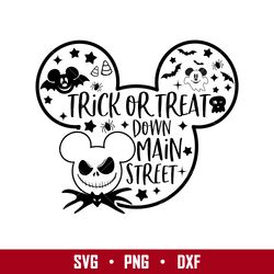 Mickey Outline Trick Or Treat Down Main Street Svg, Disney Svg, Png Eps Digital File