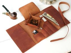 Leather Pipe Roll, Tobacco Pipe Roll, Leather Pipe Case, Leather Pipe Bag, Pipe Stand