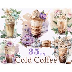 Watercolor Floral Coffee Clipart | Coffee Sublimation Bundle