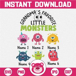 Grandma's Favorite Little Monsters Custom Gift For Grandma Png, Funny Grandma with Grandkids Name, Personalized Mothers