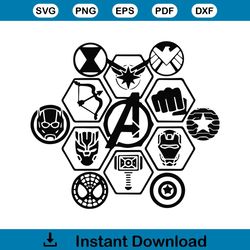 Avengers Team Model Design SVG Silhouette Cricut Files