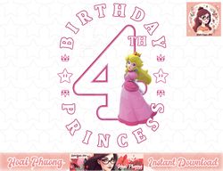 Super Mario Princess Peach 4th Birthday Princess Portrait PNG Sublimation Design, Digital Design