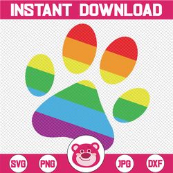 LGBT Print Paw SVG, Rainbow Paw SVG, Dog Paws, Pet Paw Print svg, Cat Paw Print svg, Cut file, Vector