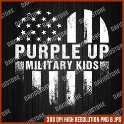 Purple Up For Military Kids Png,  Military Child Us Flag Boy Girl Png, Digital File, PNG High Quality, Sublimation