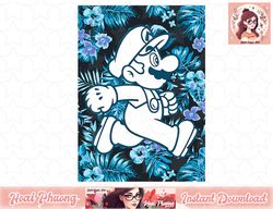 Super Mario Tropical Floral Run Poster PNG Sublimation Design, Digital Design