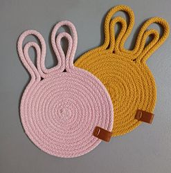 Bunny Yellow Pink strage handmade mug and plate mats drink coasters