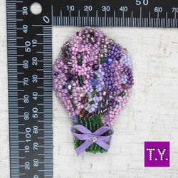 Lavender brooch, embroidered brooch, beaded flower brooch, brooch on a jacket, bouquet brooch, provance brooch