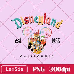 Vintage Disneyland Est 1955 PNG, Disneyland 1955 PNG, DisneyFamily Matching PNG, Mickey And Friends PNG, Digital Dowload