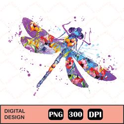 Floral Dragonfly Watercolor png, Watercolor dragonfly clipart, sublimation designs downloads, dragonfly, Watercolor drag