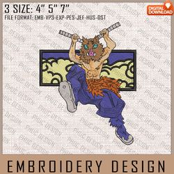 Inosuke Embroidery Files, Nike Embroidery, Demon Slayer, Anime Inspired Embroidery Design, Machine Embroidery Desig