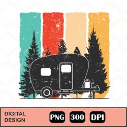 Retro Trees Camper png, Camper Heart Window Retro Sunset PNG , Cut File Clipart Camping Trees