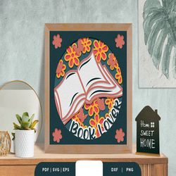 Floral Opened Book 3D Layered Paper Cut, Shadow Box Template, Paper Cutting Template, Light Box SVG Files, 3D Papercut L
