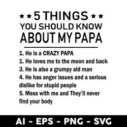 5 Things Yo should Jnow About My Papa Svg, Mother's Day Svg, Png Dxf Eps Digital File - Digital File
