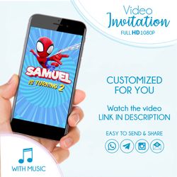 Spidey Animated Video Invite, Personalized Digital Birthday Invitation, Amazing Friends Spidey Party Invitation