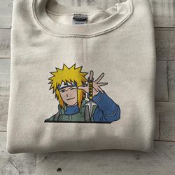 Minato Embroidered Crewneck, Naruto Shippuden Embroidered Sweatshirt, Inspired Embroidered Manga Anime Hood