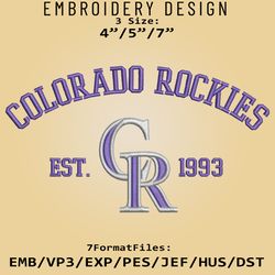 Colorado Rockies Embroidery Designs, MLB Logo Embroidery Files, MLB Rockies, Machine Embroidery Pattern