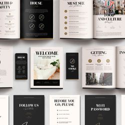 Airbnb Host Bundle, Welcome book template, guest book, welcome guide rental template, house manual, wifi password, canva