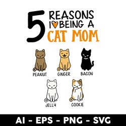 5 Reasons I Being a Cat Mom Svg, Cat Mom Svg, Cat Svg, Mother's Day Svg, Png Dxf Eps Digital File - Digital File
