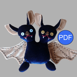 Bat  doll pattern and Tutorial PDF Bat toy sewing pattern Plushie pattern Plush pattern  Stuffed animal DIY
