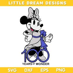 Minnie 100 Years of Wonder SVG, Disney 100 Years SVG, Disney Mouse 100 Years Of Wonder DXF EPS SVG PNG