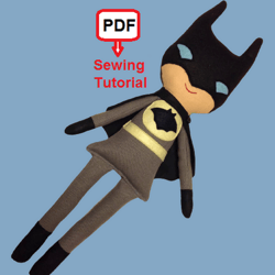 Batman doll sewing  pattern and Tutorial PDF Rag doll pattern Cloth doll pattern  Plush pattern DIY doll