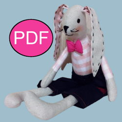 Rabbit doll sewing pattern Tutorial PDF Bunny toy Rag doll pattern Cloth doll pattern Handmade doll DIY