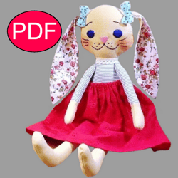 Bunny doll pattern Tutorial Rabbit doll sewing pattern Rag doll pattern Cloth doll pattern Handmade doll Rabbit toy