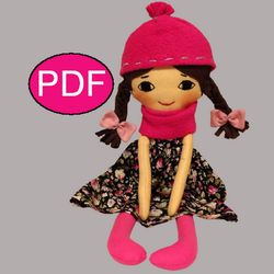Fabric doll pattern Rag doll pattern Tutorial PDF Cloth doll sewing pattern DIY doll Handmade doll Heirloom doll DIY