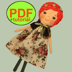 Rag doll pattern Cloth doll sewing pattern Tutorial PDF Heirloom doll redhead Fabric doll pattern Handmade doll DIY doll