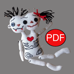 voodoo doll pattern tutorial pdf creepy cute gothic doll pattern skeleton doll sewing pattern skull doll  zombie doll