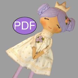 rag doll pattern princess doll sewing pattern fabric doll pattern cloth doll pattern  diy doll
